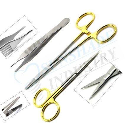 Professional Suture Removal Kit TC Mayo Hegar Needle Holder Surgical Scissors
